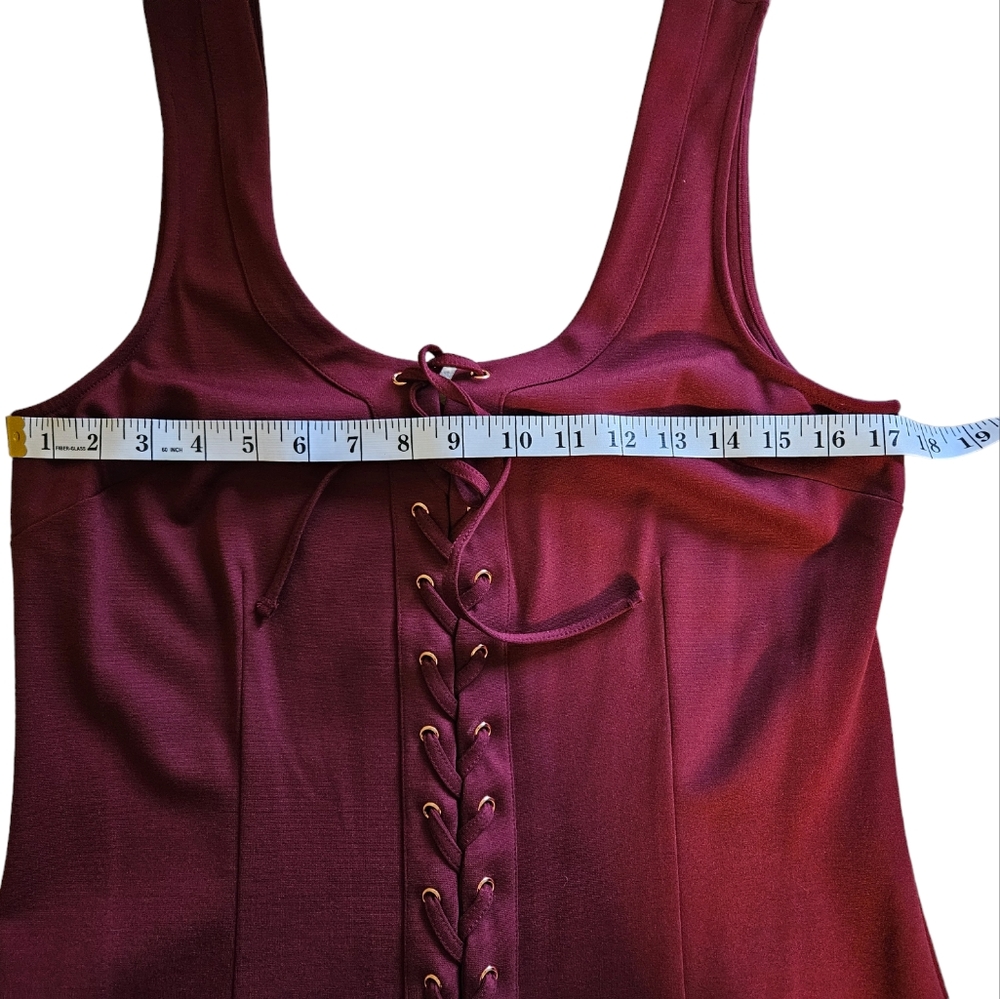 Guess womens XL mini dress NWOT. Maroon lace up front and back zipper. - Picture 9 of 12